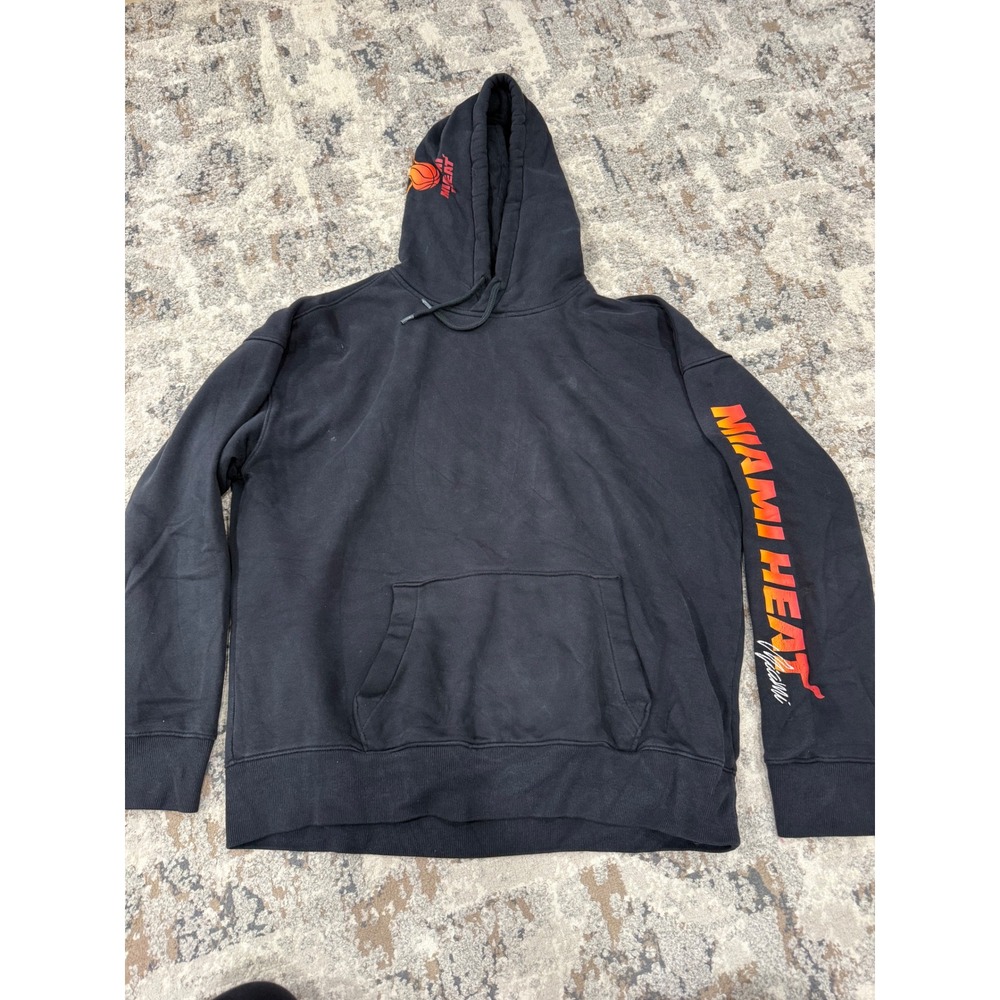 Hollister NBA‎ Miami Heat Oversized Hoodie Black Graphic Sweatshirt Mens Medium